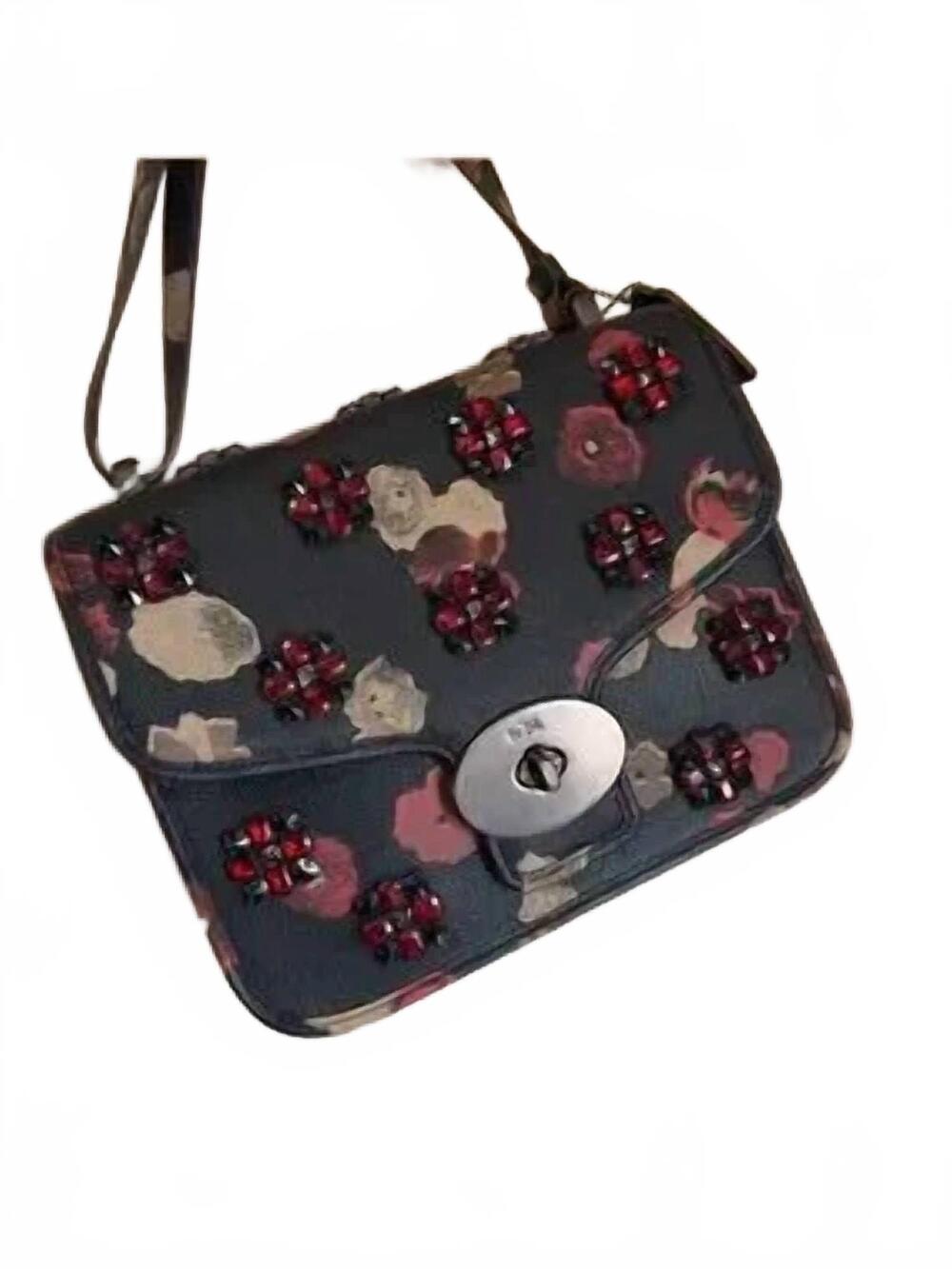 NEW COACH women's floral jewel page crossbody bag in multicolor